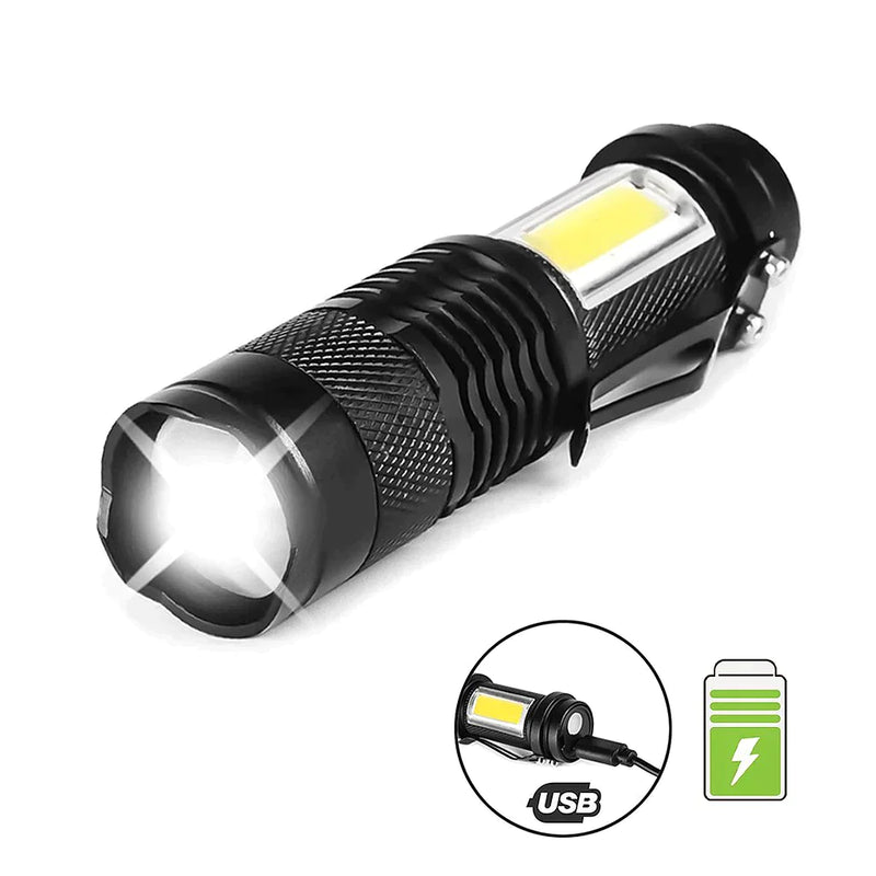 Mini Lanterna Led COB Portatil Usb Recarregavel Tatica Dupla